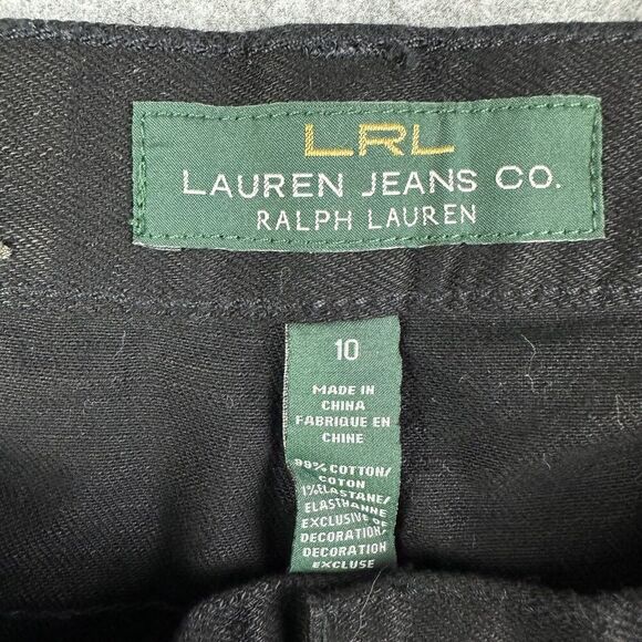 Lauren Ralph Lauren LRL Jeans Womens 10 Black Classic Bootcut Flap Pockets Boho - Picture 13 of 15